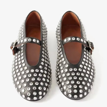 Flat Shoes Vulcanize Designer Loafers Diamond Rivet Mary Jane