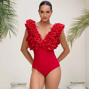 3D Ruffle Flower One Piece and Skirt set Swimwear