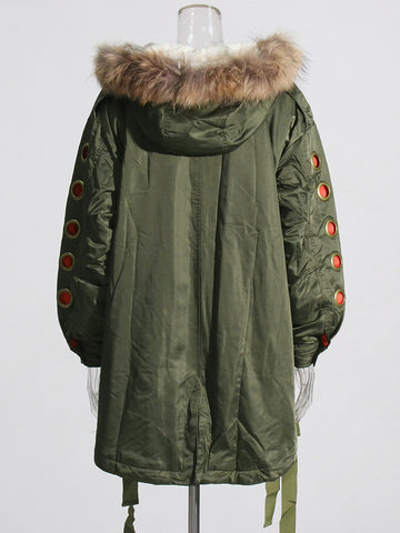 Women's Artifical Fur Hooded Winter Jacket Long Sleeve Parka Coat