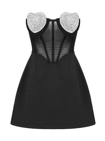 Spliced Diamonds Mini Bodycon Dress Strapless Slim Temperament