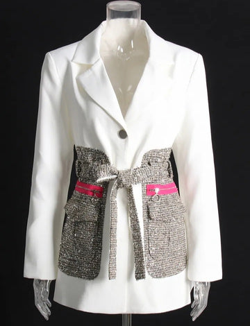 Women's Vintage Style Blazer Long Sleeve Patchwork Autumn Winter Season