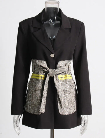 Women's Vintage Style Blazer Long Sleeve Patchwork Autumn Winter Season