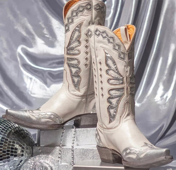 Women's Embossed Midcalf Butterfly Western Cowboy Boots