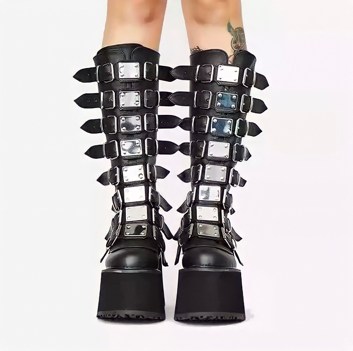 Gothic Boots for Women Platform High Heel Midcalf Shoes 