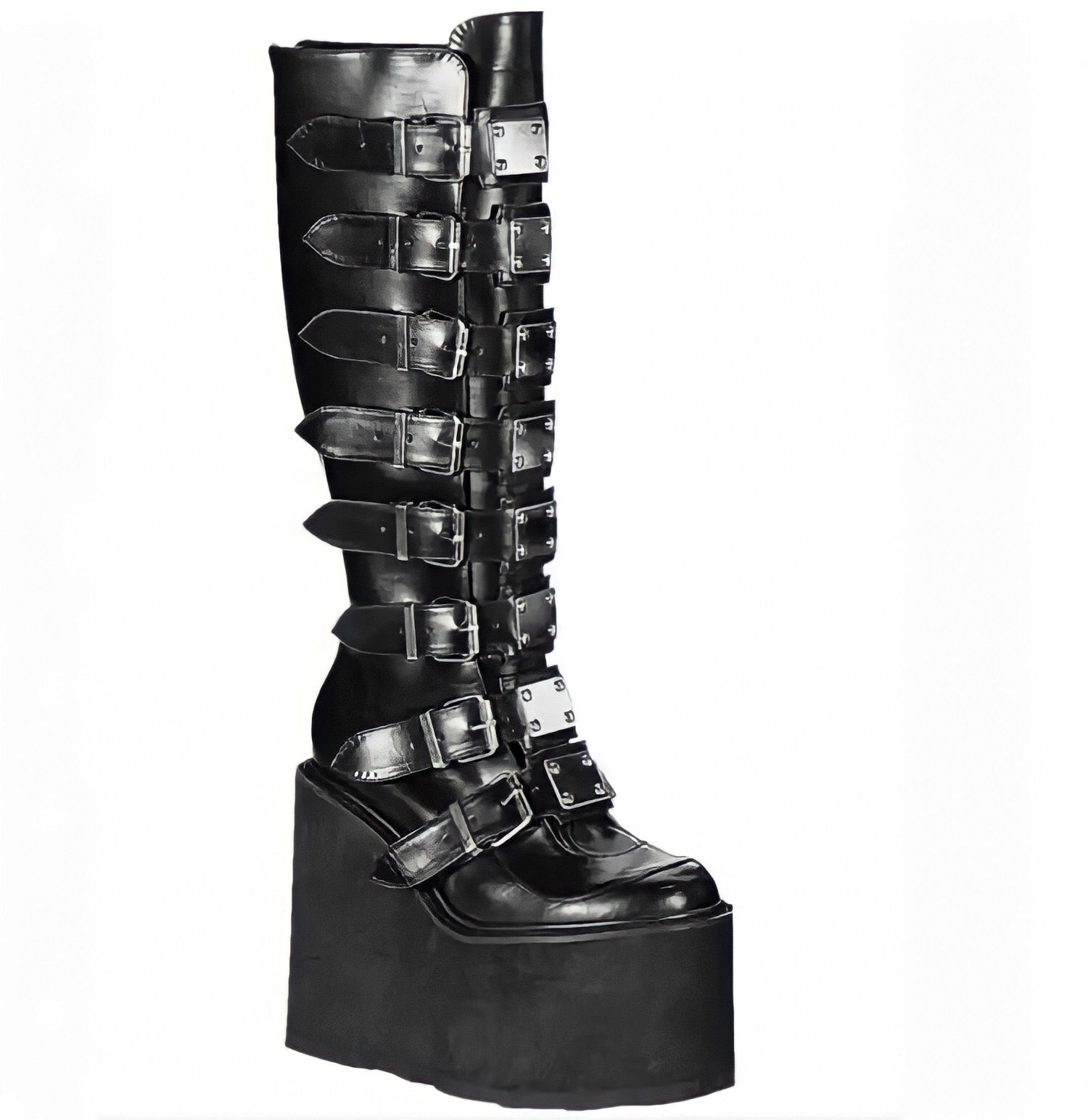 Gothic Boots for Women Platform High Heel Midcalf Shoes 