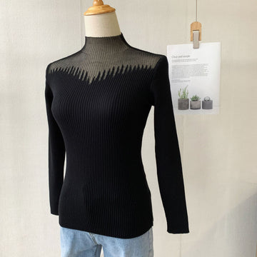 Turtle neck Pullover Women's Minimalist Elegant Black Swan Sweater