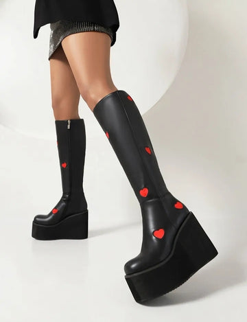 New Design Women Gothic Punk Knee Boot