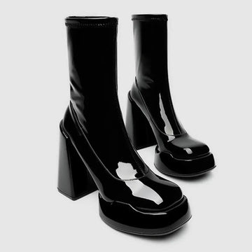 Platform Chunky Heeled Women Vegan Ankle Sock Boots