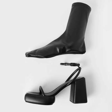 Women Ankle Boots Thick Sole Platform High Heel Sandals with Socks